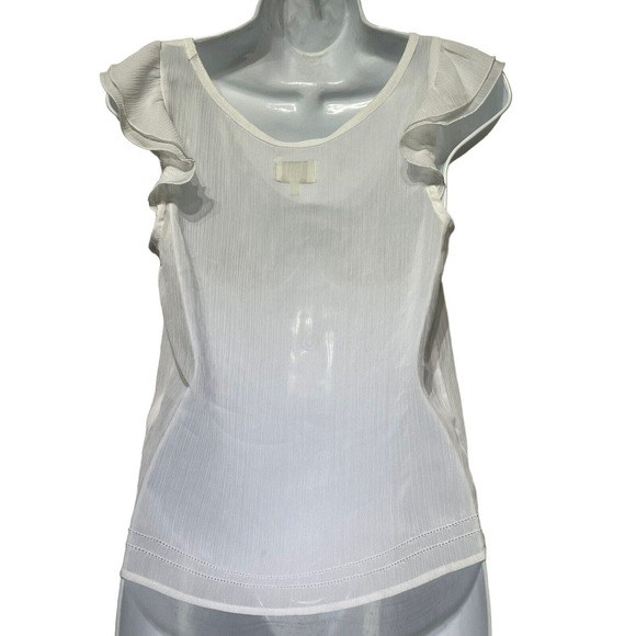 gilly hicks white sheer ruffle blouse Size XS - Picture 2 of 6